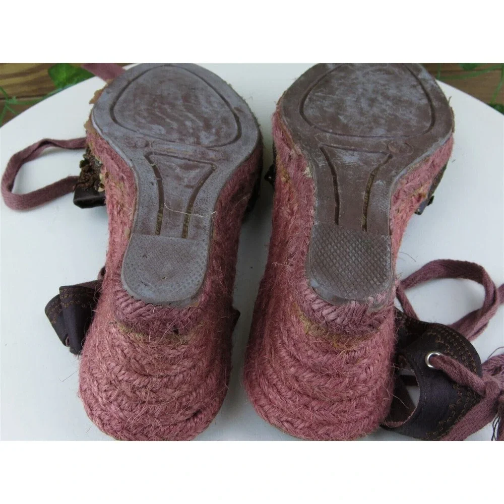 Chair Fernandez Size 38 M Women‎ Sandal Ankle Strap Brown Fabric
